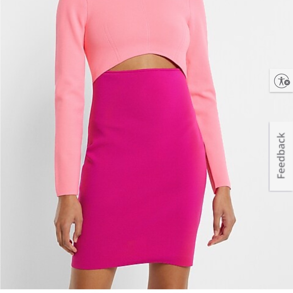 Body Contour Long Sleeve Color Block Cutout Mini Sweater Dress